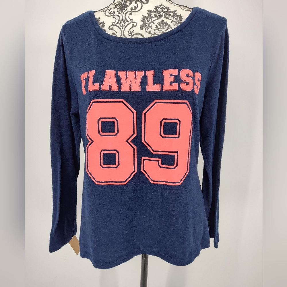 Bobbie Brooks Navy and Orange Long Sleeve Top Women's Large